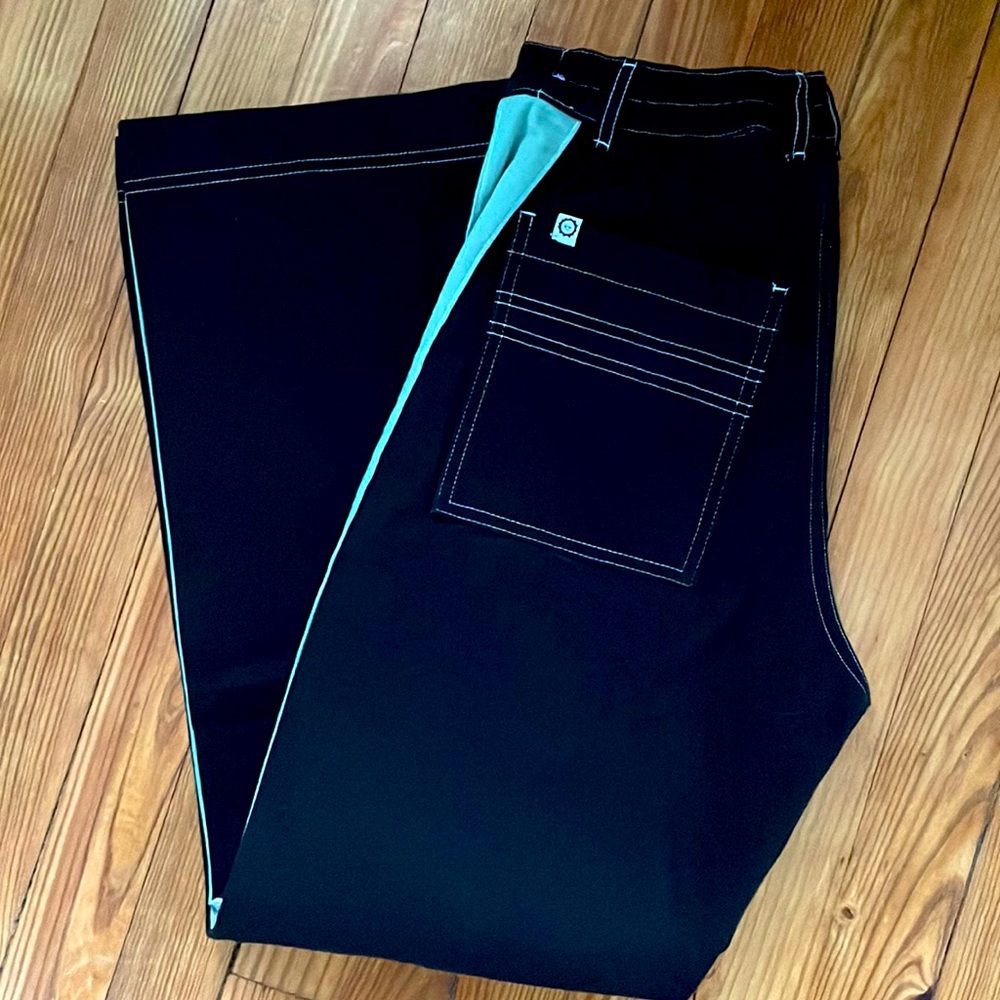 Black Calvary Pants w Sage Green Stripe by Big Bud Press